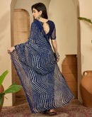 Navy Blue Georgette Printed Laheriya Saree