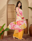 Yellow Georgette Printed Saree