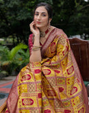 Yellow Silk Woven Saree
