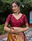 Yellow Silk Woven Saree