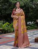 Yellow Silk Woven Saree