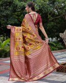 Yellow Silk Woven Saree