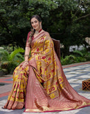 Yellow Silk Woven Saree