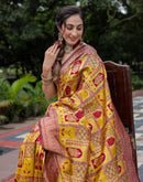 Yellow Silk Woven Saree