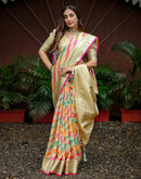 Beige Silk Woven Saree