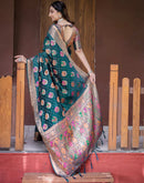 Rama Blue Silk Woven Banarasi Saree
