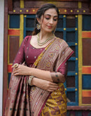 Yellow Silk Woven Saree