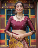 Yellow Silk Woven Saree