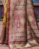 Yellow Silk Woven Saree