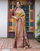 Yellow Silk Woven Saree