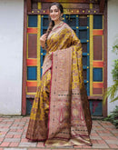 Yellow Silk Woven Saree