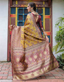 Yellow Silk Woven Saree