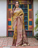 Yellow Silk Woven Saree