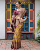 Yellow Silk Woven Saree