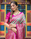 Pink Silk Woven Saree