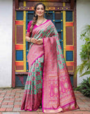Pink Silk Woven Saree