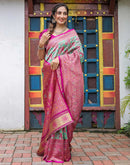 Pink Silk Woven Saree