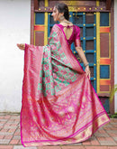 Pink Silk Woven Saree