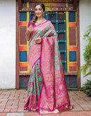 Pink Silk Woven Saree