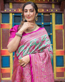 Pink Silk Woven Saree