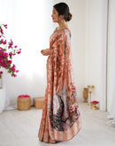 Brown Chanderi Cotton Woven Saree