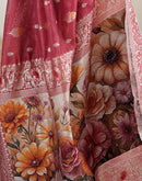Light Red Chanderi Cotton Woven Saree