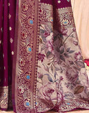 Wine Silk Woven Banarasi Saree