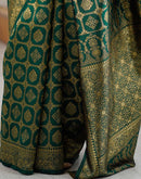 Bottle Green Silk Woven Banarasi Saree