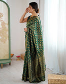 Bottle Green Silk Woven Banarasi Saree