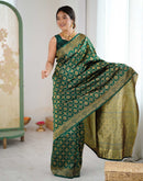Bottle Green Silk Woven Banarasi Saree