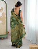 Bottle Green Silk Woven Banarasi Saree
