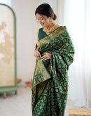 Bottle Green Silk Woven Banarasi Saree