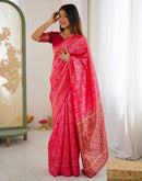 Pink Silk Woven Banarasi Saree