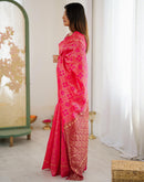 Pink Silk Woven Banarasi Saree