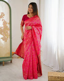 Pink Silk Woven Banarasi Saree