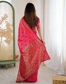 Pink Silk Woven Banarasi Saree