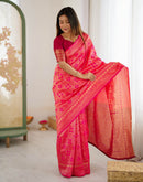 Pink Silk Woven Banarasi Saree