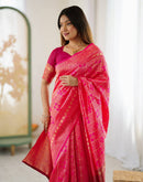 Pink Silk Woven Banarasi Saree