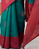 Teal Green Silk Woven Saree
