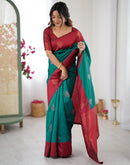 Teal Green Silk Woven Saree