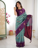 Ash Grey Silk Woven Saree