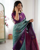 Ash Grey Silk Woven Saree