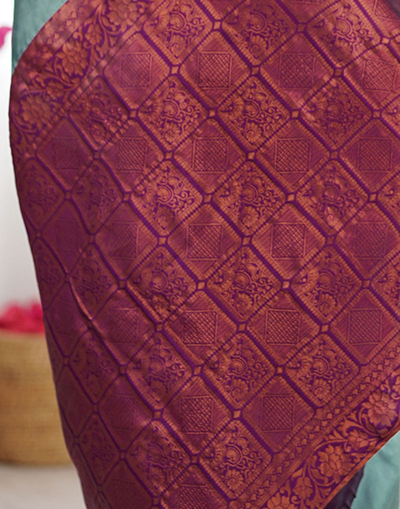 Ash Grey Silk Woven Saree