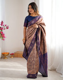 Beige Silk Woven Saree
