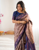 Beige Silk Woven Saree