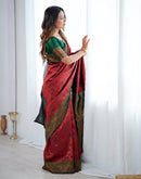 Red Silk Woven Banarasi Saree