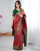 Red Silk Woven Banarasi Saree