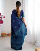 Navy Blue Silk Woven Saree