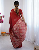 Maroon Silk Woven Saree