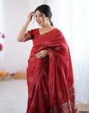 Maroon Silk Woven Saree